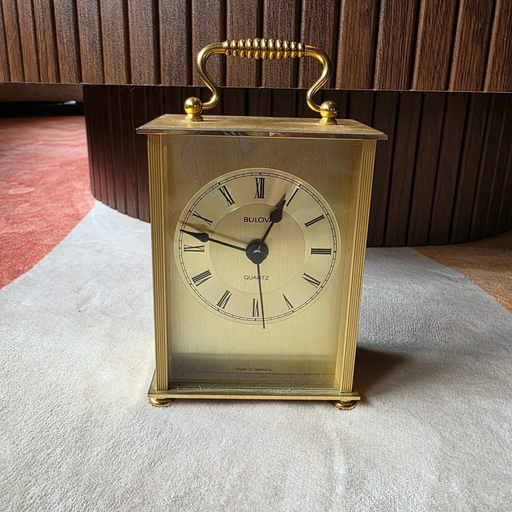 Bulova Carriage Clock Unisex OS Gold Traditional B2616 German Quartz Regency
